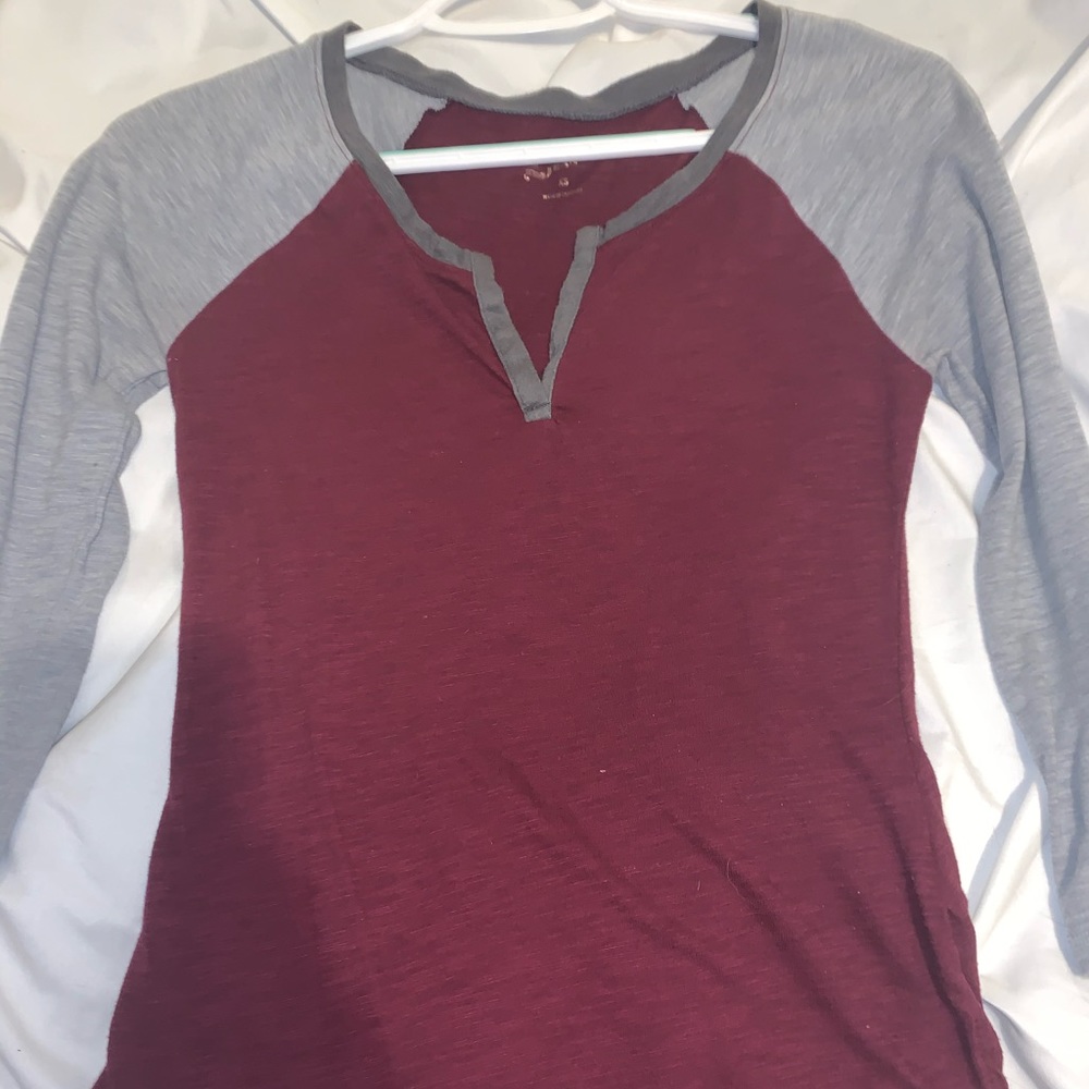Maroon and Grey baseball tee